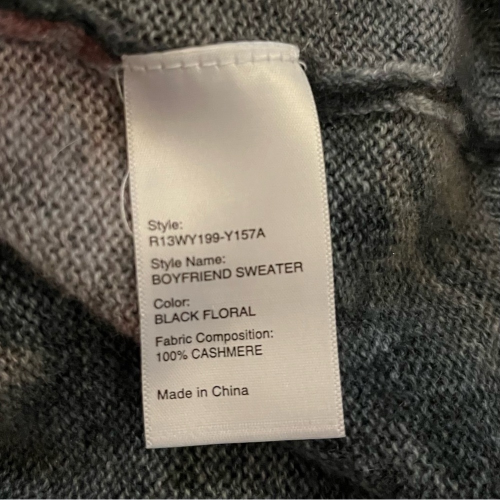 R13 distressed cashmere floral boyfriend sweater - Picture 9 of 9